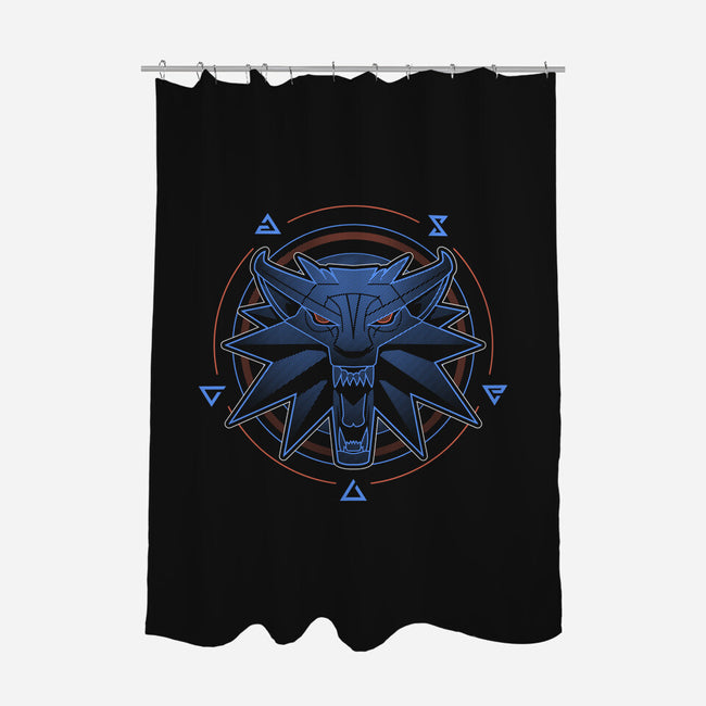 Neon Line-Art Wolfborn Crest-None-Polyester-Shower Curtain-Astrobot Invention
