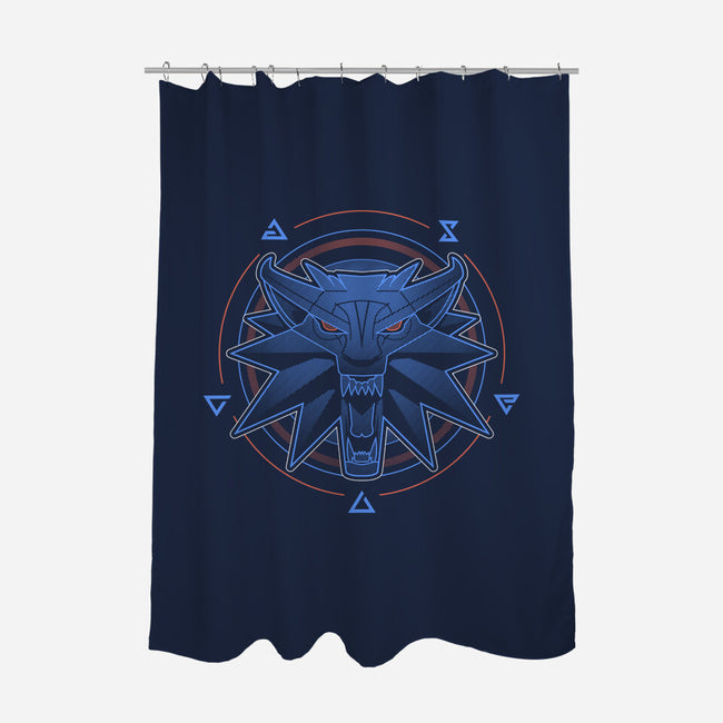 Neon Line-Art Wolfborn Crest-None-Polyester-Shower Curtain-Astrobot Invention
