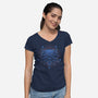 Neon Line-Art Wolfborn Crest-Womens-V-Neck-Tee-Astrobot Invention