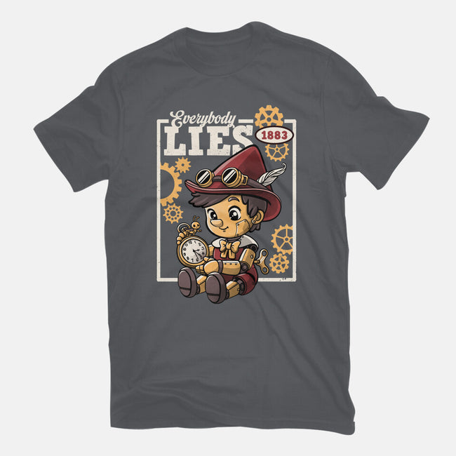 Pinocchio Steampunk Lies-Womens-Fitted-Tee-NemiMakeit
