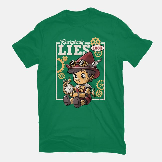 Pinocchio Steampunk Lies-Womens-Fitted-Tee-NemiMakeit