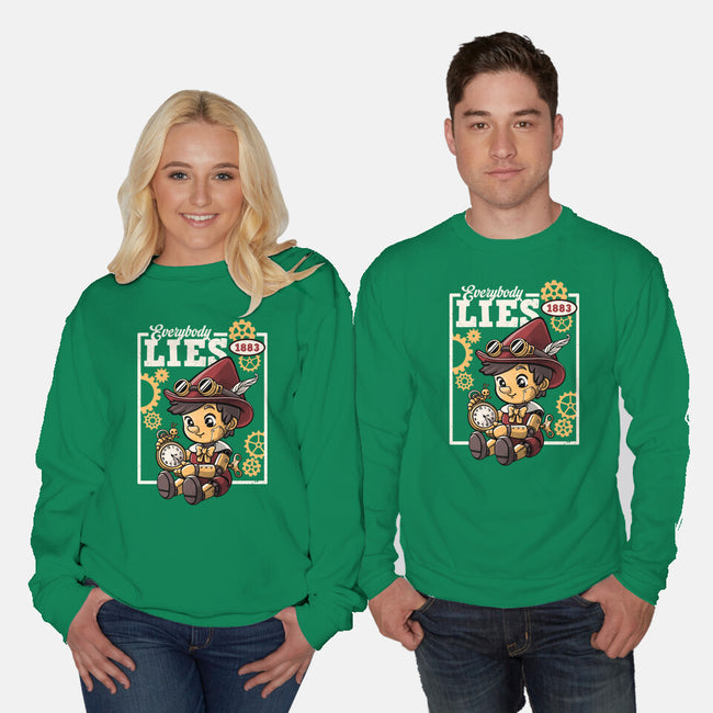 Pinocchio Steampunk Lies-Unisex-Crew Neck-Sweatshirt-NemiMakeit