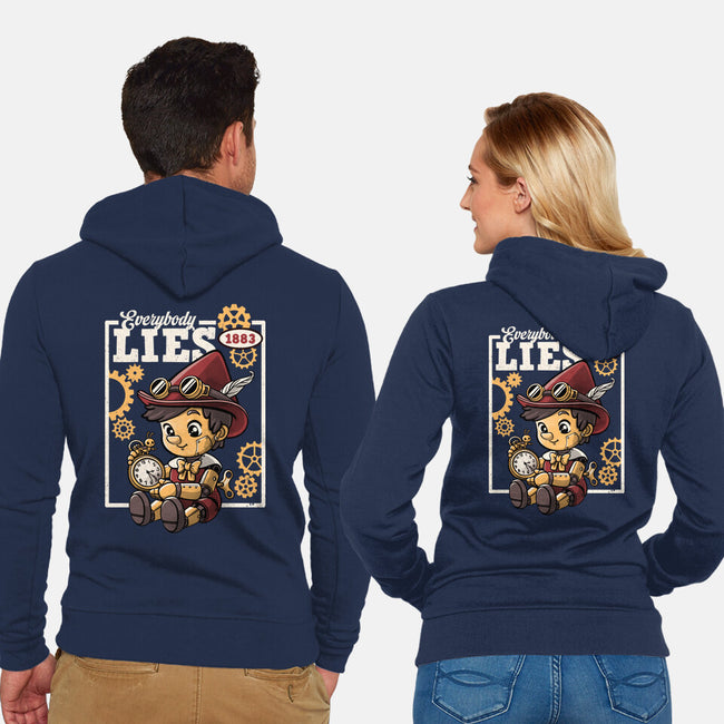 Pinocchio Steampunk Lies-Unisex-Zip-Up-Sweatshirt-NemiMakeit