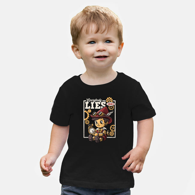 Pinocchio Steampunk Lies-Baby-Basic-Tee-NemiMakeit