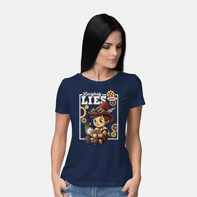 Pinocchio Steampunk Lies-Womens-Basic-Tee-NemiMakeit