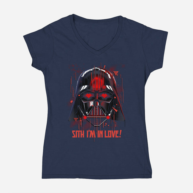 Darth Love-Womens-V-Neck-Tee-silentOp