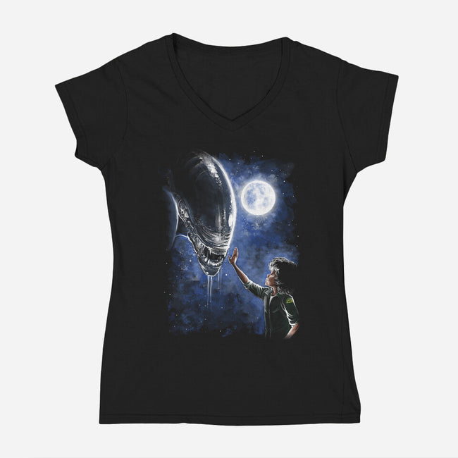 How To Train Your Alien-Womens-V-Neck-Tee-zascanauta