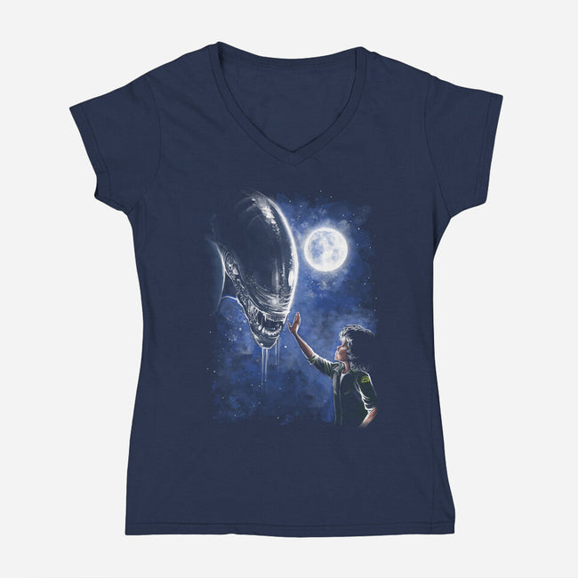 How To Train Your Alien-Womens-V-Neck-Tee-zascanauta
