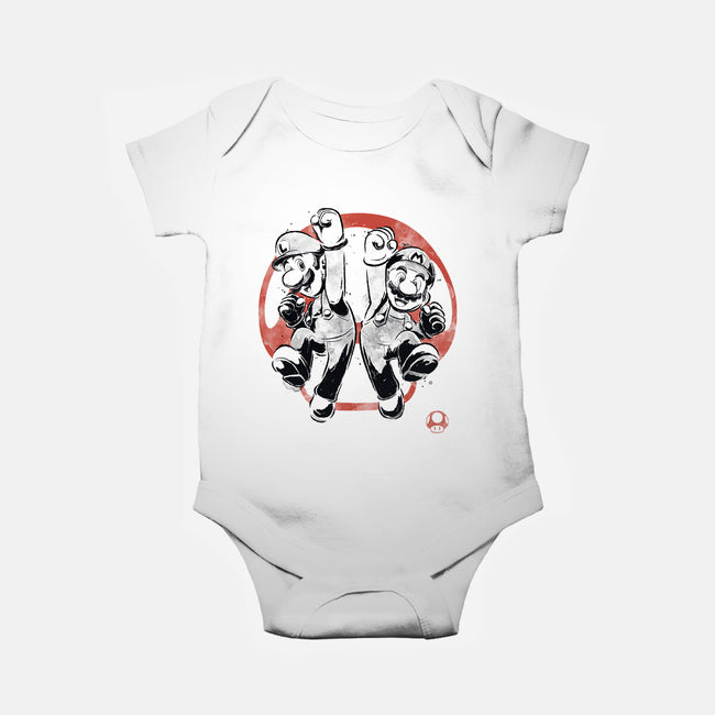 Plumber Bros Sumi-e-Baby-Basic-Onesie-Astrobot Invention