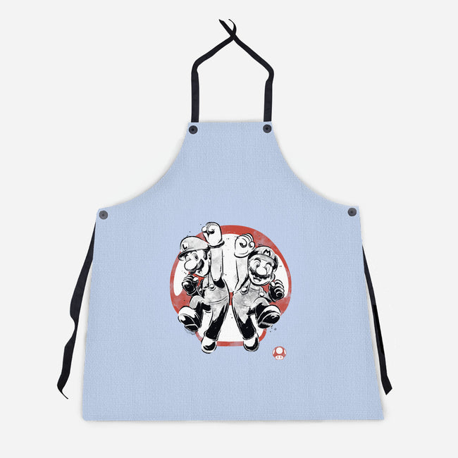 Plumber Bros Sumi-e-Unisex-Kitchen-Apron-Astrobot Invention