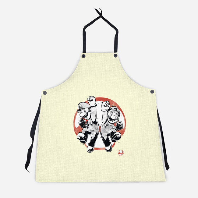 Plumber Bros Sumi-e-Unisex-Kitchen-Apron-Astrobot Invention