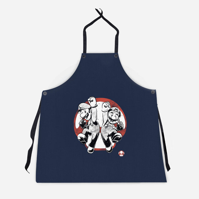 Plumber Bros Sumi-e-Unisex-Kitchen-Apron-Astrobot Invention