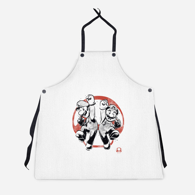 Plumber Bros Sumi-e-Unisex-Kitchen-Apron-Astrobot Invention