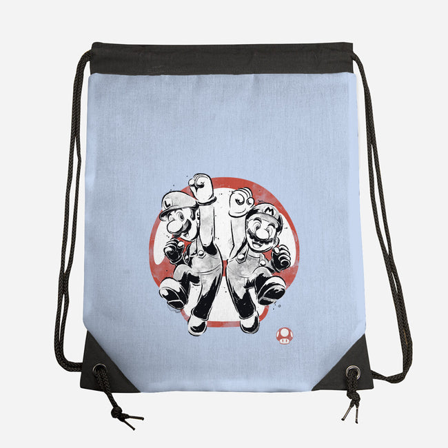 Plumber Bros Sumi-e-None-Drawstring-Bag-Astrobot Invention