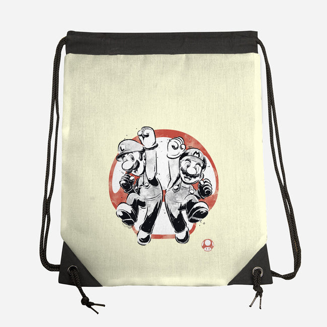 Plumber Bros Sumi-e-None-Drawstring-Bag-Astrobot Invention