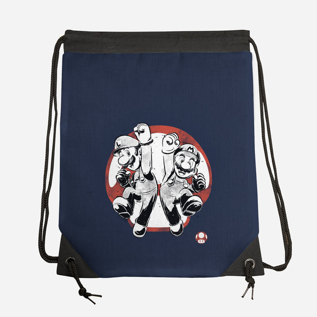 Plumber Bros Sumi-e-None-Drawstring-Bag-Astrobot Invention