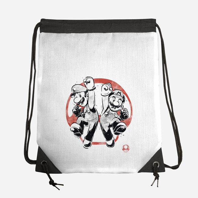 Plumber Bros Sumi-e-None-Drawstring-Bag-Astrobot Invention