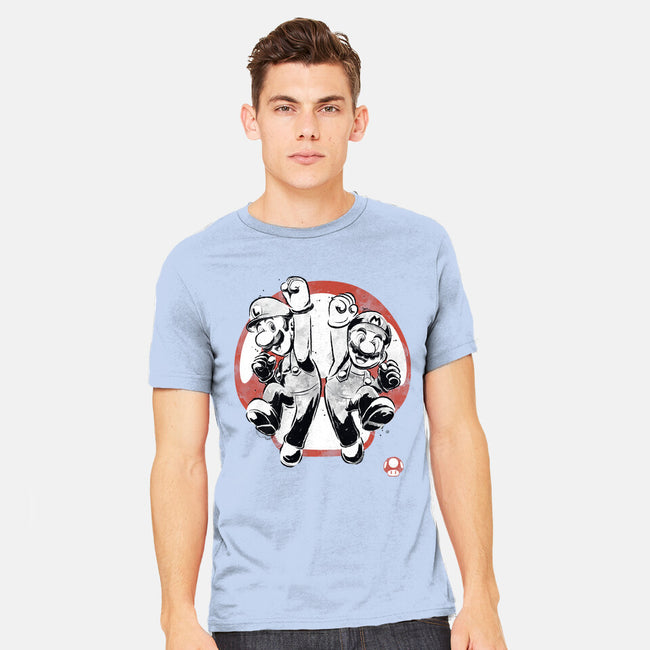 Plumber Bros Sumi-e-Mens-Heavyweight-Tee-Astrobot Invention