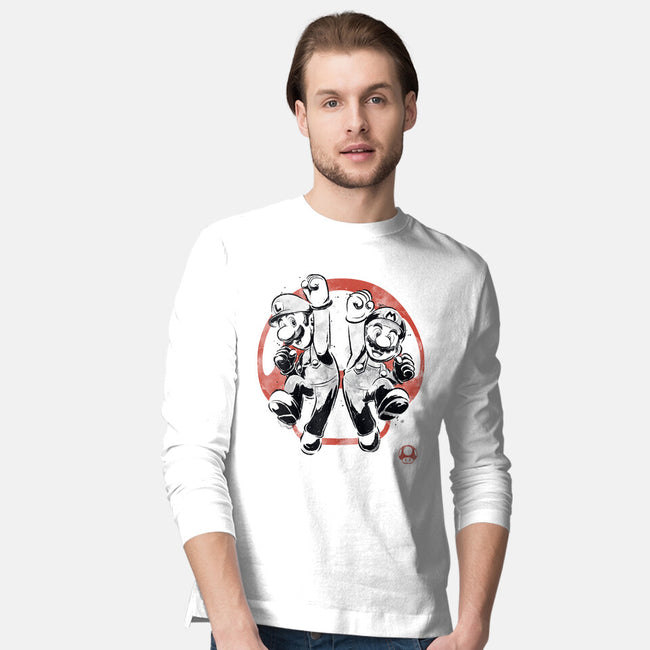 Plumber Bros Sumi-e-Mens-Long Sleeved-Tee-Astrobot Invention