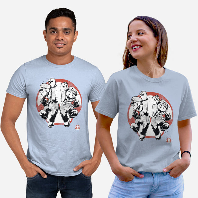 Plumber Bros Sumi-e-Unisex-Basic-Tee-Astrobot Invention