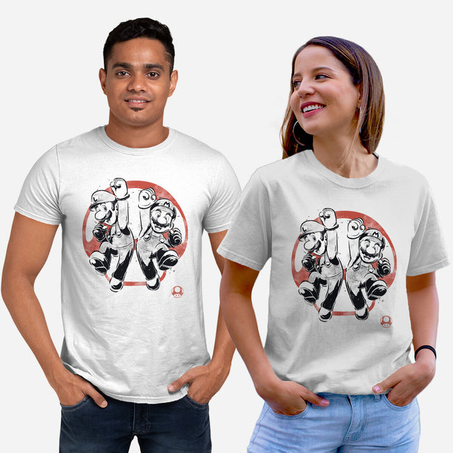 Plumber Bros Sumi-e-Unisex-Basic-Tee-Astrobot Invention