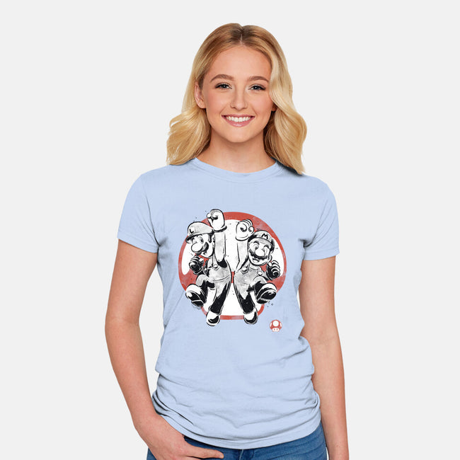 Plumber Bros Sumi-e-Womens-Fitted-Tee-Astrobot Invention