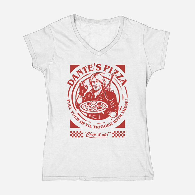 Devil's Pizza-Womens-V-Neck-Tee-demonigote