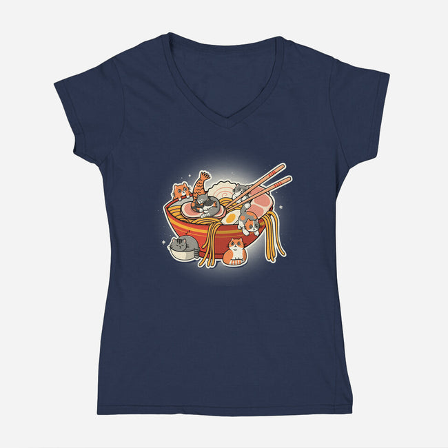 Kitty Ramen-Womens-V-Neck-Tee-Freecheese