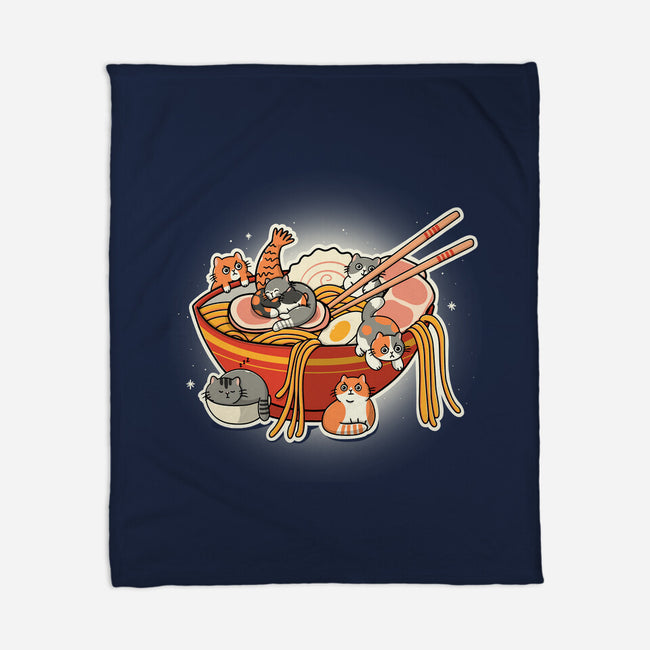 Kitty Ramen-None-Fleece-Blanket-Freecheese
