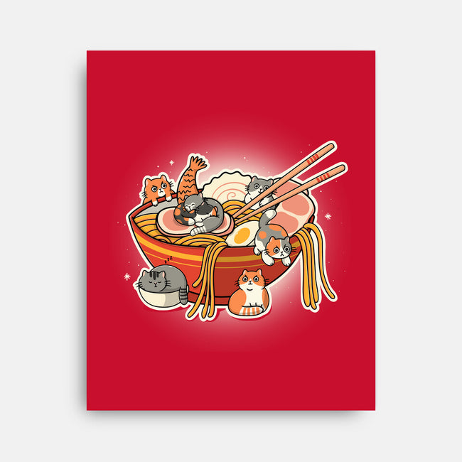 Kitty Ramen-None-Stretched-Canvas-Freecheese