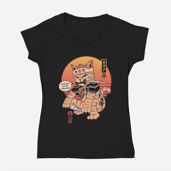 Feed Me Or Die Hooman-Womens-V-Neck-Tee-vp021