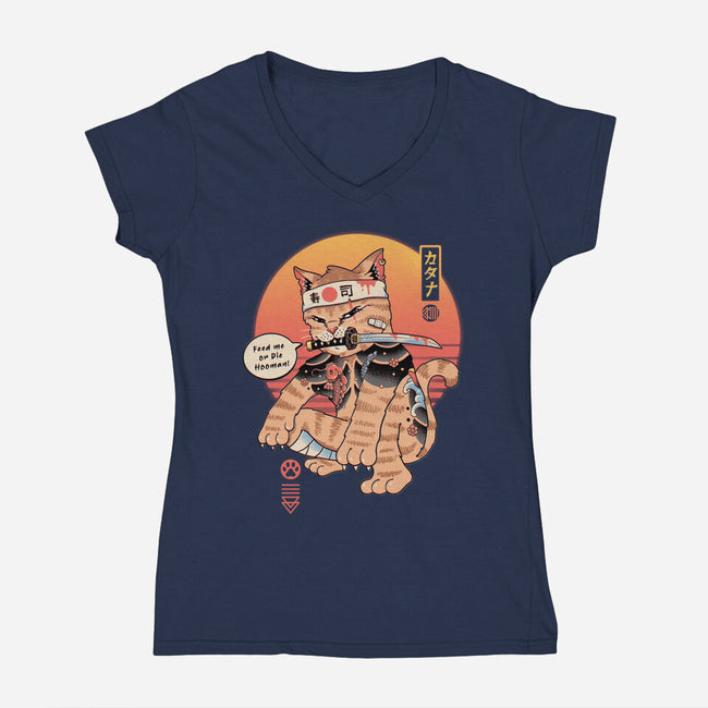 Feed Me Or Die Hooman-Womens-V-Neck-Tee-vp021