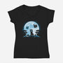 Pixel Moon-Womens-V-Neck-Tee-Vallina84