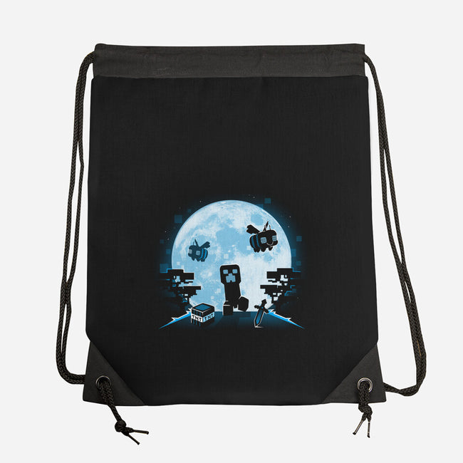 Pixel Moon-None-Drawstring-Bag-Vallina84