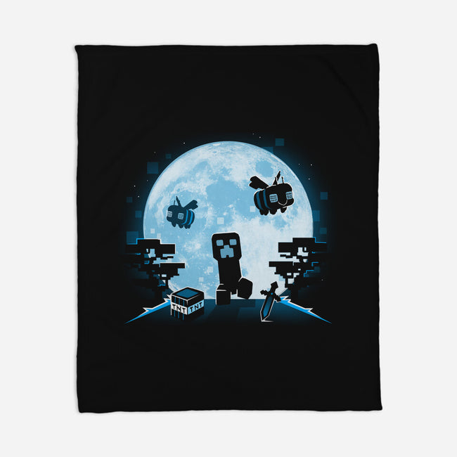 Pixel Moon-None-Fleece-Blanket-Vallina84