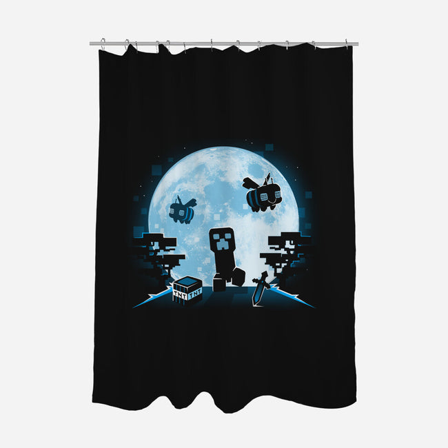 Pixel Moon-None-Polyester-Shower Curtain-Vallina84