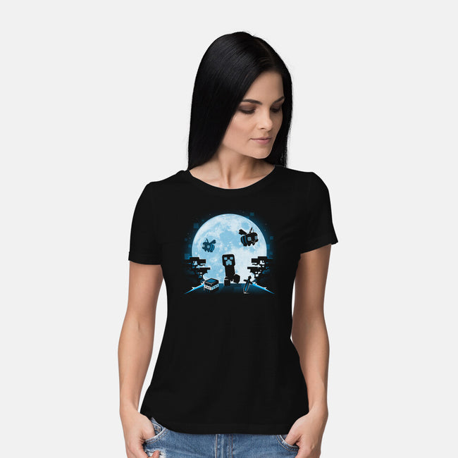 Pixel Moon-Womens-Basic-Tee-Vallina84