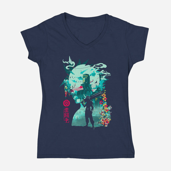 Hero Of Midgar-Womens-V-Neck-Tee-Arinesart