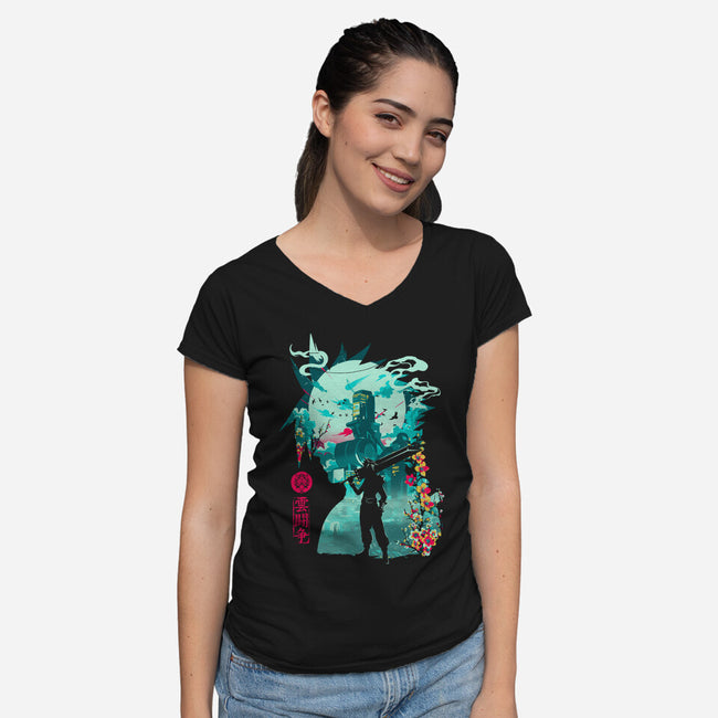 Hero Of Midgar-Womens-V-Neck-Tee-Arinesart