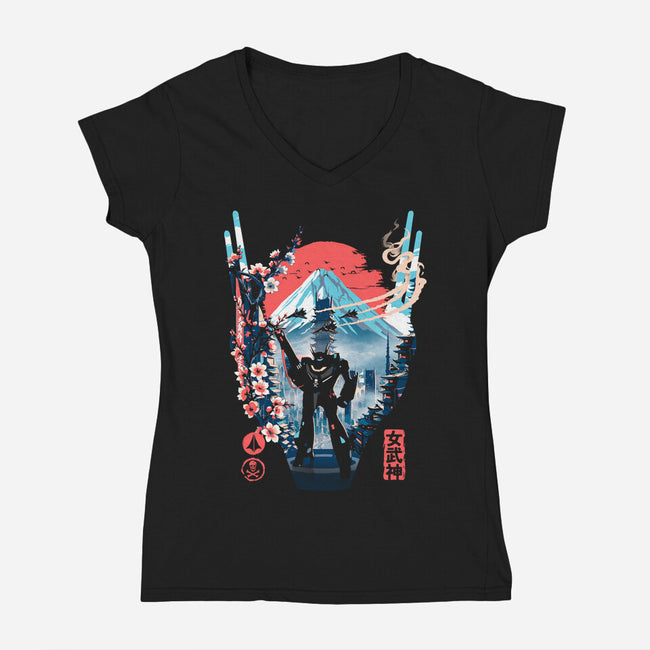 Fortress Of The Valkyrie-Womens-V-Neck-Tee-Arinesart