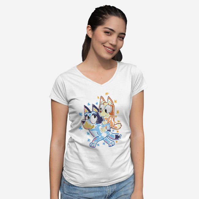 Sister Chalk Draw-Womens-V-Neck-Tee-nickzzarto
