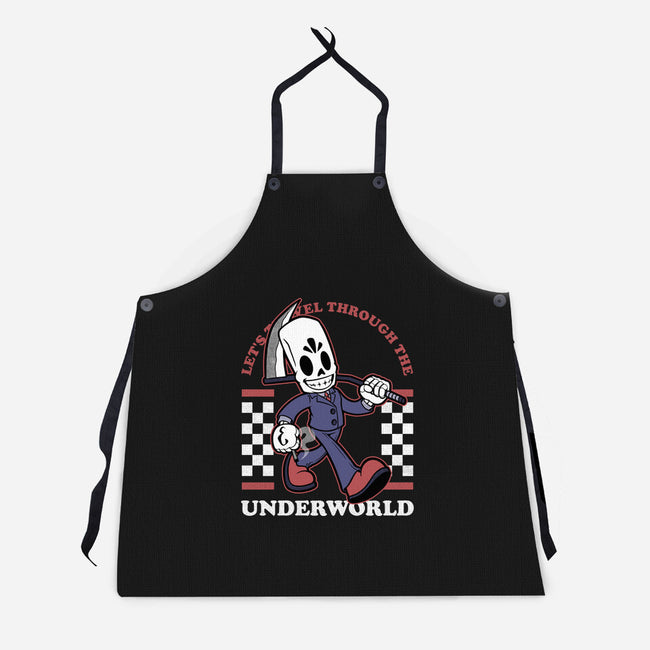 Game Mascot Travel Reaper-Unisex-Kitchen-Apron-Studio Mootant