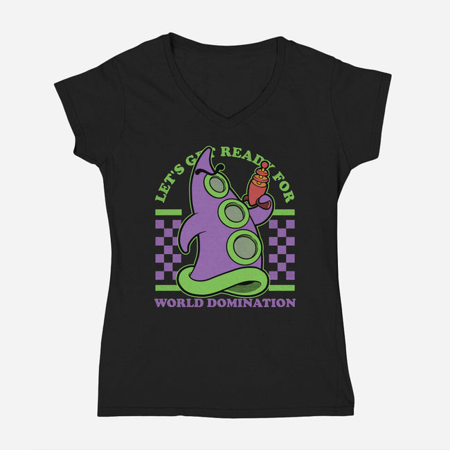 World Domination Ready-Womens-V-Neck-Tee-Studio Mootant