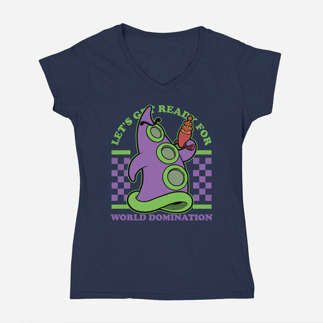 World Domination Ready-Womens-V-Neck-Tee-Studio Mootant