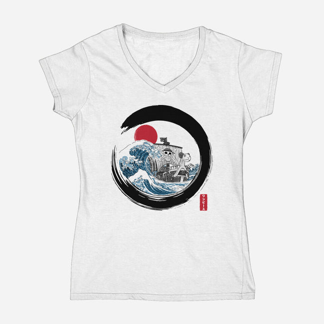 Enso Going Merry-Womens-V-Neck-Tee-DrMonekers