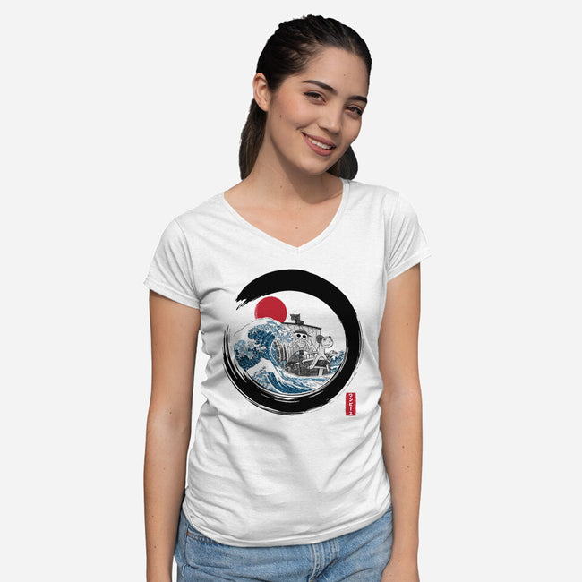 Enso Going Merry-Womens-V-Neck-Tee-DrMonekers