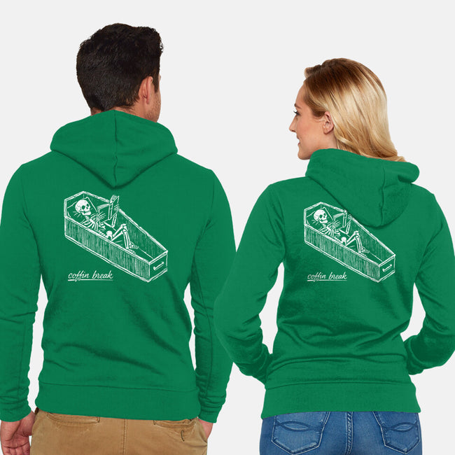Coffin Break Skeleton-Unisex-Zip-Up-Sweatshirt-BridgeWalker