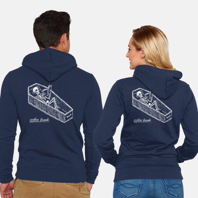 Coffin Break Skeleton-Unisex-Zip-Up-Sweatshirt-BridgeWalker