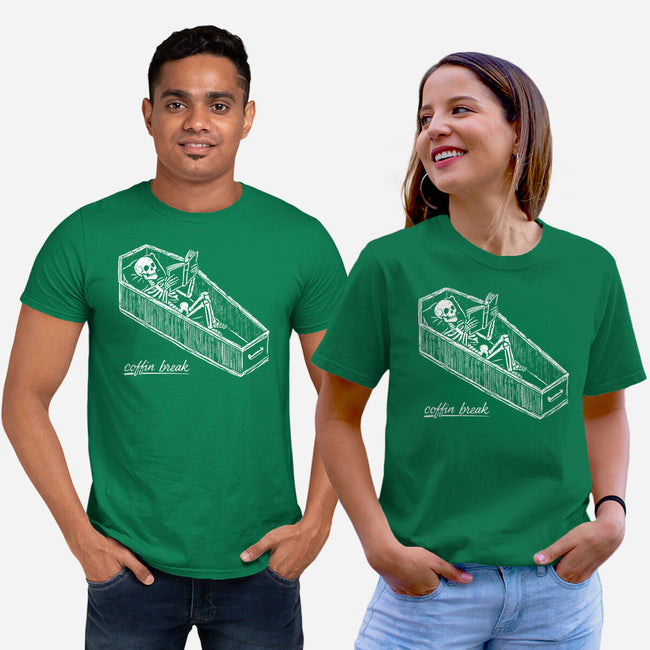 Coffin Break Skeleton-Unisex-Basic-Tee-BridgeWalker