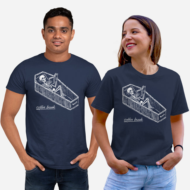 Coffin Break Skeleton-Unisex-Basic-Tee-BridgeWalker